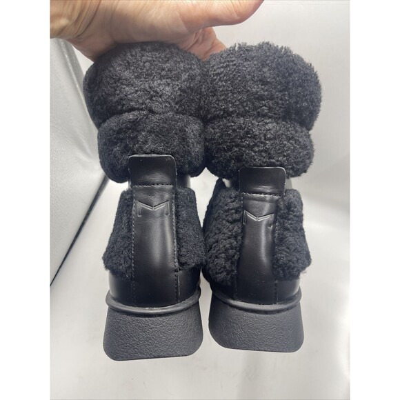 Marc Fisher Kamryn Genuine Shearling Black Leather Bootie Sz 5 1/2 DEFECT - Picture 6 of 12
